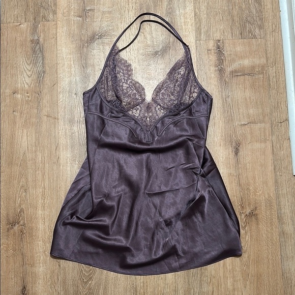 VICTORIA’S SECRET | Purple Satin Chemise with Lace Trim - Picture 1 of 5